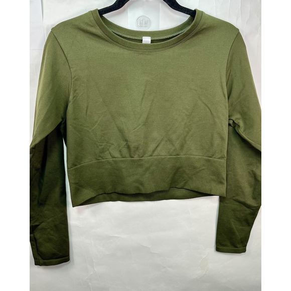 aerie Tops - Offline By Aerie Olive Green Cropped Sidewalk Seamless Long Sleeve‎ Sz XL